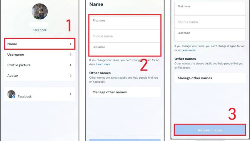 how to change name on Facebook